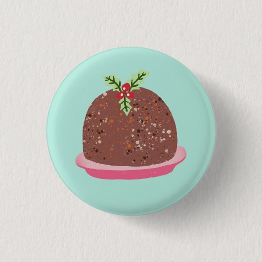 Weihnachts-Pudding Holiday Food Illustration Button (Vorderseite)