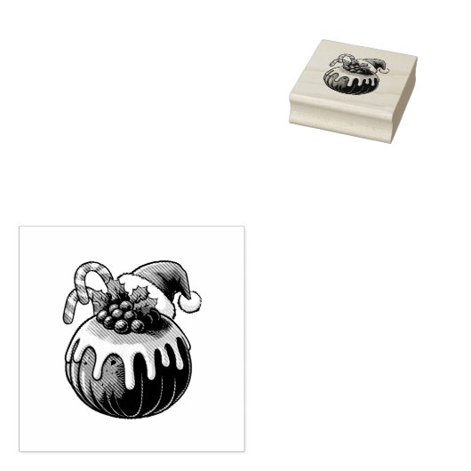 Weihnachts-Pudding Holz Art Briefmarke Gummistempel (Stempel)