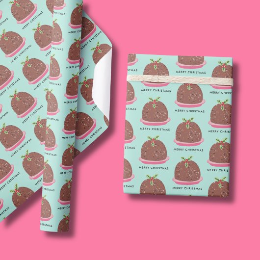 Weihnachts-Pudding-Illustration Geschenkpapier