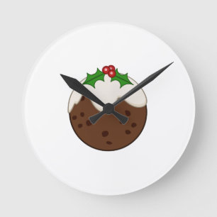 Weihnachts-Pudding Illustrative Kunst Runde Wanduhr