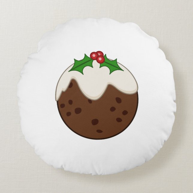 Weihnachts-Pudding Illustrative Kunst Rundes Kissen (Vorderseite)
