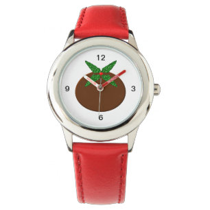 Weihnachts-Pudding-Kinder mit Zahlen beobachten Armbanduhr