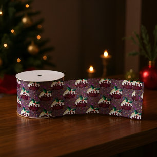 Weihnachts Pudding Pattern Urlaub Ripsband