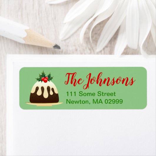 Weihnachts-Pudding-Rücksendeadresse-Etikett (Insitu)
