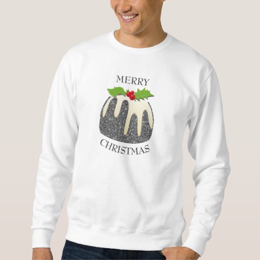 Weihnachts-Pudding Silver Glitzer Sweatshirt (Vorderseite)