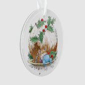 Weihnachts Pudding Snoozing Mouse Ornament (Vorderseite)
