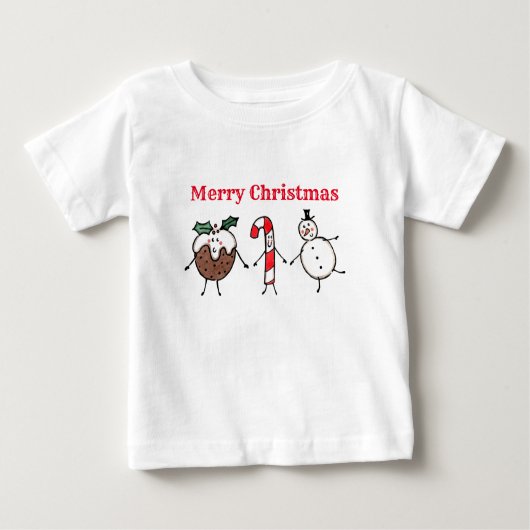 Weihnachts-Pudding, Snowman und Candy Cane T - Shi Baby T-shirt (Vorderseite)