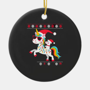 Weihnachts-Pudel-Einhorn-Sonnenbrille-Poodles-T-Sh Keramik Ornament