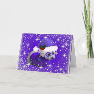 Weihnachts-Pudel-Porträt-Grußkarte Karte