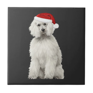 Weihnachts-Pudel-Weihnachtsbaum-Hund-Welpe-Aquarel Fliese