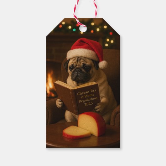 Weihnachts-Pug-Geschenktasche Geschenkanhänger (Vorderseite)