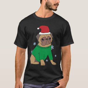 Weihnachts-Pug-Pullover Festlich illustrierter Pug T-Shirt