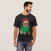 Weihnachts-Pug-Pullover Festlich illustrierter Pug T-Shirt (Vorne ganz)