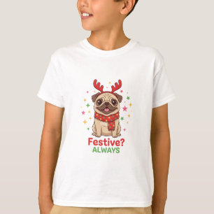 Weihnachts-Pug-Rentier-Kinder-Shirt Süßes Pug-We T-Shirt