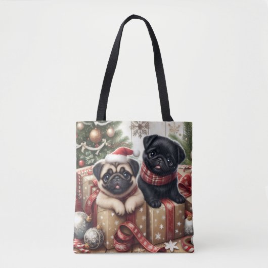 Weihnachts-Pug-Tragetasche Tasche (Vorderseite)