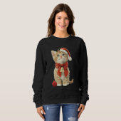 Weihnachts-Pullover-Kätzchen mit rotem Ornament Sweatshirt (Vorne ganz)