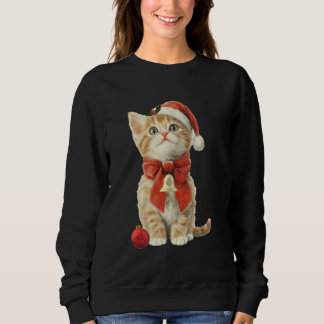 Weihnachts-Pullover-Kätzchen mit rotem Ornament Sweatshirt