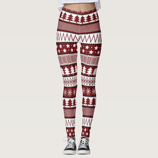 Weihnachts-Pullover-Muster Leggings (Vorderseite)