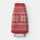 Weihnachts-Pullover-Strickmuster - ROT Flaschenkühler (Vorderseite)