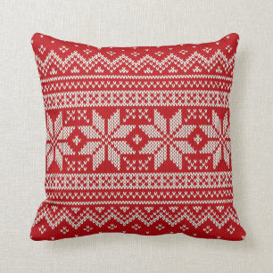 Weihnachts-Pullover-Strickmuster - ROT Kissen