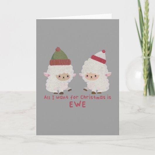 Weihnachts-Pun: Alles, was ich zu Weihnachten Woll Karte (Vorderseite)