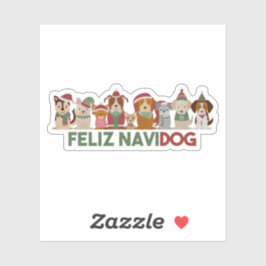 Weihnachts-Pun: Feliz Navidog Aufkleber