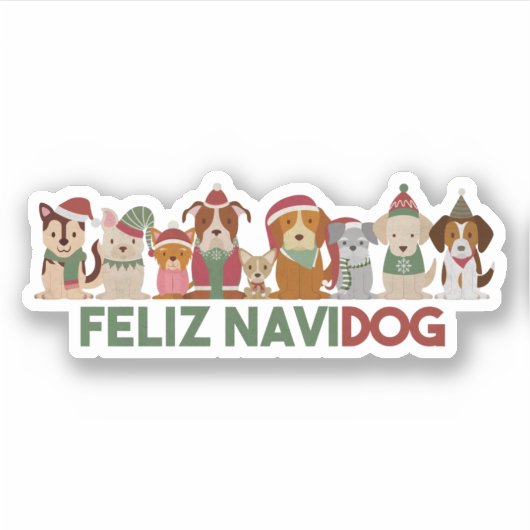 Weihnachts-Pun: Feliz Navidog Aufkleber (Vorderseite)