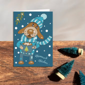 Weihnachts Pup Blue Holiday Grußkarte Karte