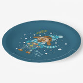 Weihnachts-Pup Blue Paper Plate Pappteller (Schrägansicht)