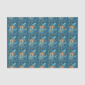 Weihnachts-Pup-Muster blaues Tissue Paper Seidenpapier (Vorderseite)