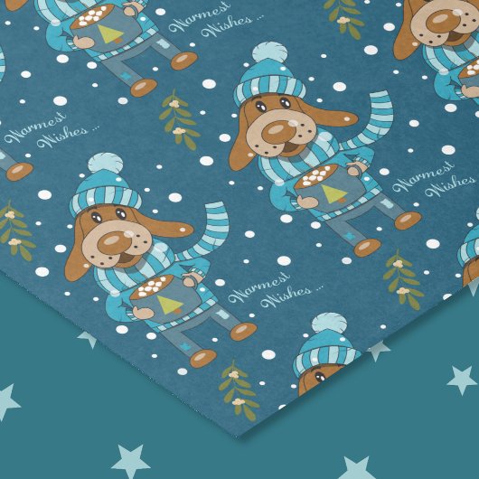 Weihnachts-Pup-Muster blaues Tissue Paper Seidenpapier