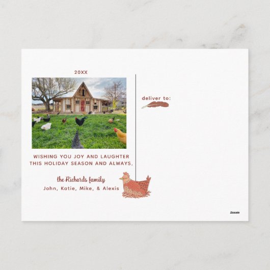 Weihnachts-Puppe Hühner Urlaub Postkarte (Rückseite)