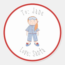 Weihnachts-Puppe Rotes Haar für Kleinkinder von Sa Runder Aufkleber