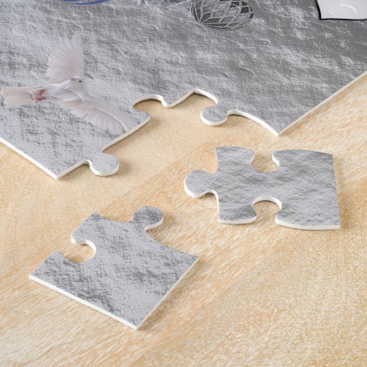 Weihnachts-Puzzle Blue Silver Tree Puzzle (Seite)