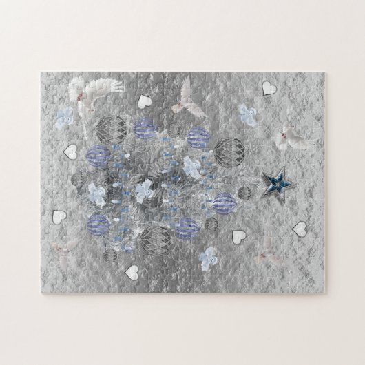 Weihnachts-Puzzle Blue Silver Tree Puzzle (Horizontal)