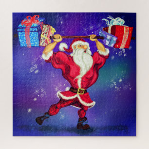 Weihnachts-Puzzle-Geschenk Bodybuilder Santa mit G Puzzle
