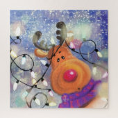 Weihnachts-Puzzle-Geschenk mit Happy Rentier Puzzle (Vertikal)