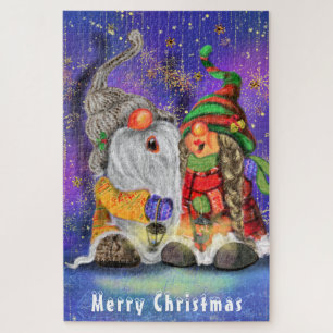 Weihnachts-Puzzle-Geschenk mit Sängerin-Gnomenfami Puzzle