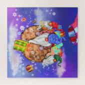 Weihnachts-Puzzle Gnomes mit Balloon gibt Geschenk Puzzle (Horizontal)