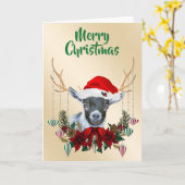 Weihnachts-Pygmäen-Ziege-Kind Karte (Gelbe Blume)