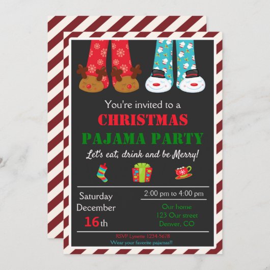 Weihnachts-Pyjama-Party Einladung (Vorne/Hinten)