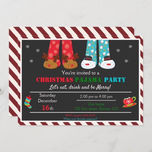 Weihnachts-Pyjama-Party Einladung (Vorne/Hinten)