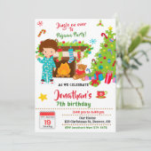 Weihnachts-Pyjama-Party Einladung Sleepover Party (Stehend Vorderseite)