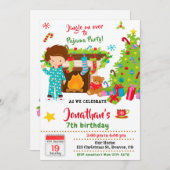 Weihnachts-Pyjama-Party Einladung Sleepover Party (Vorne/Hinten)