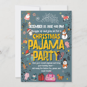 Weihnachts-Pyjama-Party für Kinder, Ferien-Schlafm Einladung