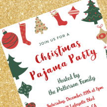 Weihnachts-Pyjama-Party Glitter süße Illustration