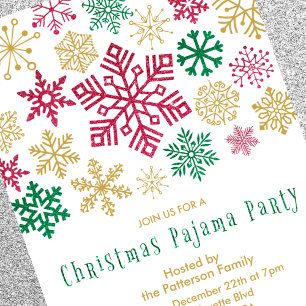 Weihnachts-Pyjama-Party-Illustration Schneeflocke Einladung