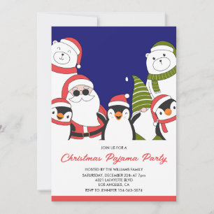 Weihnachts-Pyjama-Party-Schlafanzug Cool Santa Bär Einladung