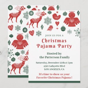 Weihnachts-Pyjama-Party Winter nordisch süß Einladung