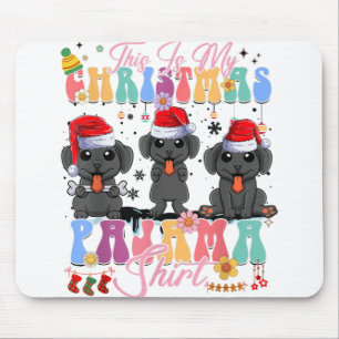 Weihnachts-Pyjama Schwarzer Labrador Santa Lustig Mousepad